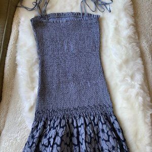 618 Smocked Polka Dot Floral Tie Strap Mini Dress